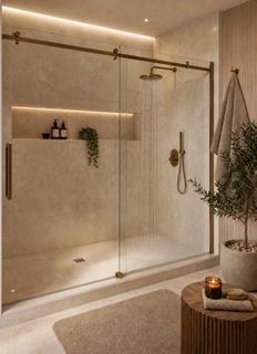Gladstone Sliding Shower Screen Brushed Bronze