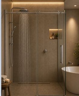 Gladstone Sliding Shower Screen Brushed SS
