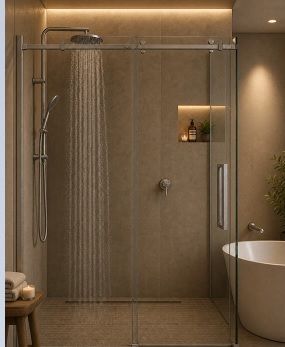 Gladstone Sliding Shower Screen Brushed SS