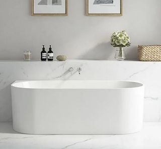 Adore 1700 x 745 Gloss Back to wall bath (INC WHITE OVERFLOW OUTLET)