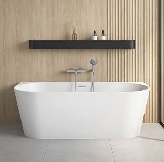 ECO 1400 x 700 Back to Wall Free standing bath (INC WHITE OVERFLOW OUTLET)