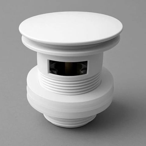 Bath overflow pop up/out waste outlet in Matte White