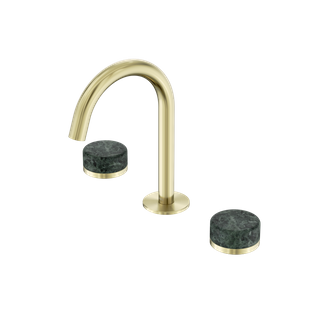 Serenity Basin Set Arc Spout With Verde Alpi Handle Brushed Gold