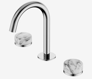 Serenity Basin Set Arc Spout With Arabescato Corchia Handle Chrome