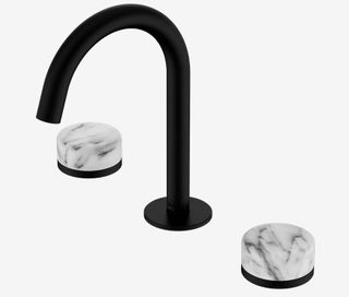 Serenity Basin Set Arc Spout With Arabescato Corchia Handle Matte Black