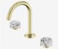 Serenity Basin Set Arc Spout With Arabescato Corchia Handle Brushed Gold