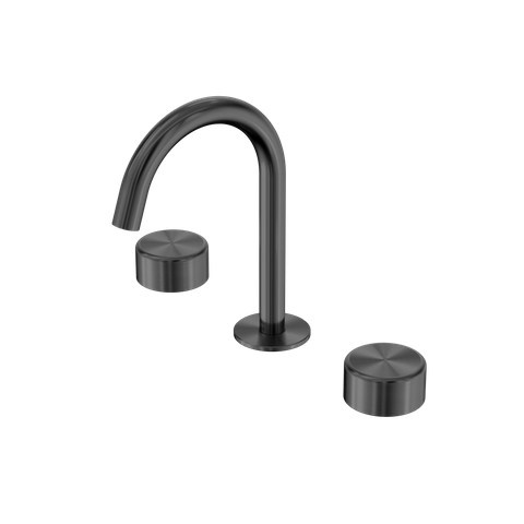Serenity Basin Set Arc Spout With Metal Handle Gun Metal