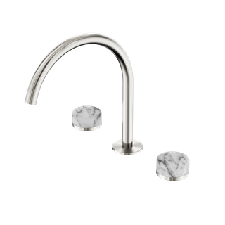 Serenity Bath/Kitchen Set Arc Spout With Arabescato Corchia Handle Brushed Nicke