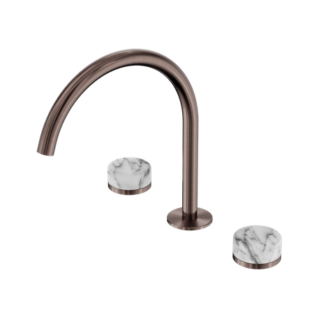 Serenity Bath/Kitchen Set Arc Spout With Arabescato Corchia Handle Brushed Bronz