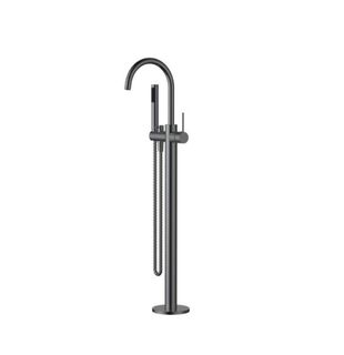 Star Gun Metal Freestanding Bath Spout with Shower
