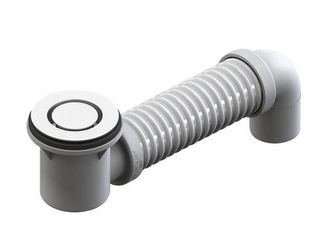 P&W BRASS 40MM GLOSS WHITE BATH POP DOWN W FLEX CONNECTOR