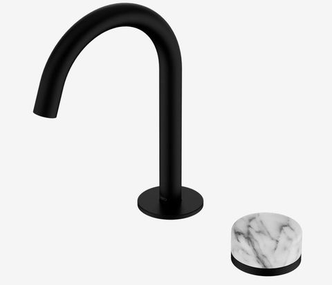 Serenity Progressive Basin Mixer Arc Spout With Arabescato Corchia Handle Matte