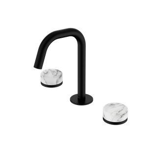 Serenity Basin Set Edge Spout With Arabescato Corchia Handle Matte Black