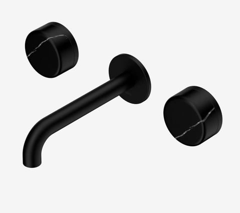 Serenity Wall Basin Set 160mm Spout With Marquina Black Handle Matte Black
