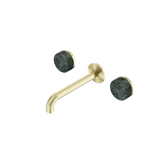 Serenity Wall Basin Set 185mm Spout With Verde Alpi Handle Brushed Gold