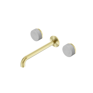 Serenity Wall Basin Set 220mm Spout With Carrara Handle Brushed Gold