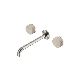 Serenity Wall Basin Set 220mm Spout With Rome Travertine Handle Brushed Nickel