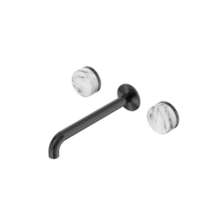 Serenity Wall Basin Set 220mm Spout With Arabescato Corchia Handle Gun Metal