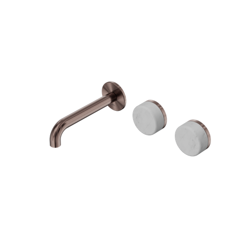 Serenity Wall Basin Set 160mm Offset Spout With Carrara Handle Brushed Bronze