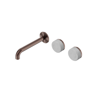 Serenity Wall Basin Set 185mm Offset Spout With Carrara Handle Brushed Bronze