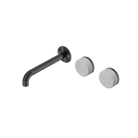 Serenity Wall Basin Set 185mm Offset Spout With Carrara Handle Gun Metal