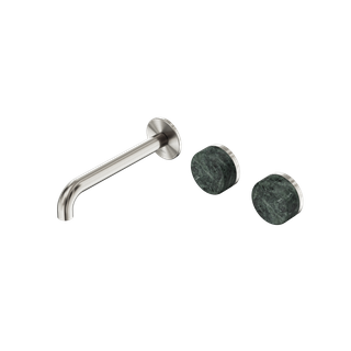 Serenity Wall Basin Set 185mm Offset Spout With Verde Alpi Handle Brushed Nickel