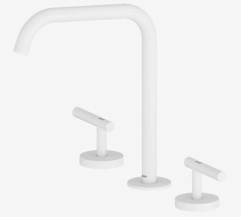 Mecca Lever Bath/Kitchen Set Edge Spout Matte White