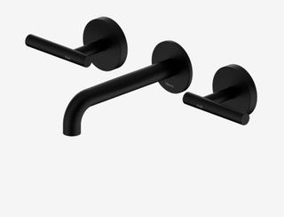 Mecca Lever Wall Basin/Bath Set 160mm Spout Matte Black