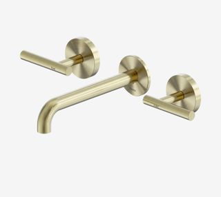 Mecca Lever Wall Basin/Bath Set 185mm Spout Brushed Gold