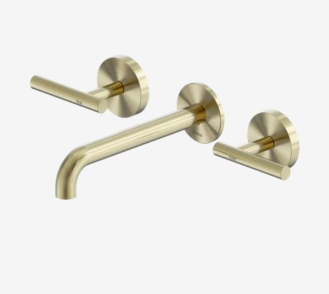 Mecca Lever Wall Basin/Bath Set 185mm Spout Brushed Gold