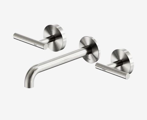 Mecca Lever Wall Basin/Bath Set 185mm Spout Brushed Nickel