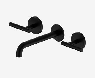 Mecca Lever Wall Basin/Bath Set 185mm Spout Matte Black