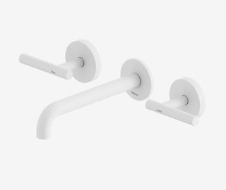 Mecca Lever Wall Basin/Bath Set 185mm Spout Matte White