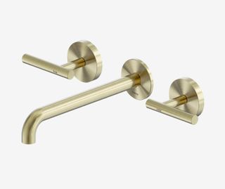 Mecca Lever Wall Basin/Bath Set 220mm Spout Brushed Gold