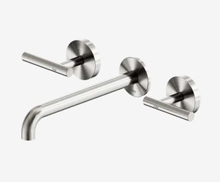 Mecca Lever Wall Basin/Bath Set 220mm Spout Brushed Nickel