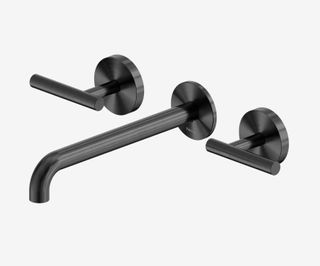 Mecca Lever Wall Basin/Bath Set 220mm Spout Gun Metal