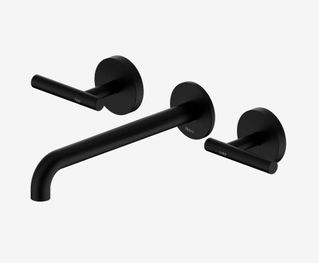 Mecca Lever Wall Basin/Bath Set 220mm Spout Matte Black