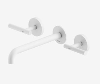 Mecca Lever Wall Basin/Bath Set 220mm Spout Matte White
