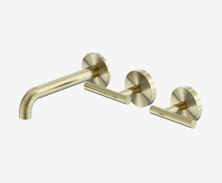 Mecca Lever Wall Basin/Bath Set 160mm Offset Spout Brushed Gold
