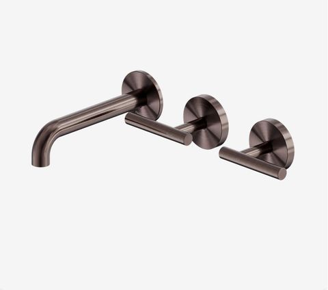 Mecca Lever Wall Basin/Bath Set 160mm Offset Spout Brushed Bronze