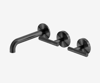 Mecca Lever Wall Basin/Bath Set 160mm Offset Spout Gun Metal