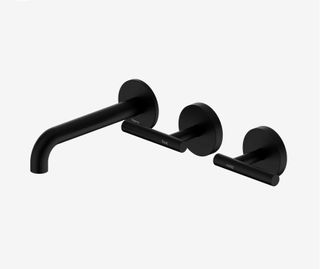 Mecca Lever Wall Basin/Bath Set 160mm Offset Spout Matte Black