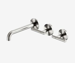 Mecca Lever Wall Basin/Bath Set 185mm Offset Spout Brushed Nickel