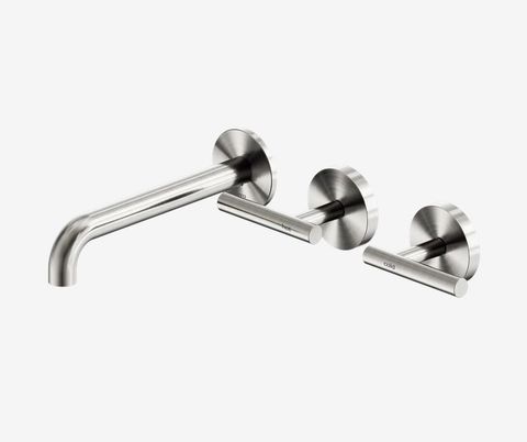 Mecca Lever Wall Basin/Bath Set 185mm Offset Spout Brushed Nickel