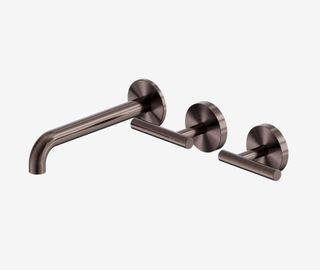 Mecca Lever Wall Basin/Bath Set 185mm Offset Spout Brushed Bronze