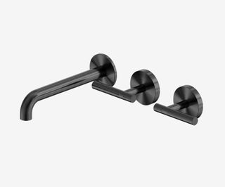 Mecca Lever Wall Basin/Bath Set 185mm Offset Spout Gun Metal