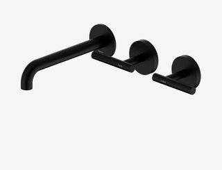 Mecca Lever Wall Basin/Bath Set 185mm Offset Spout Matte Black