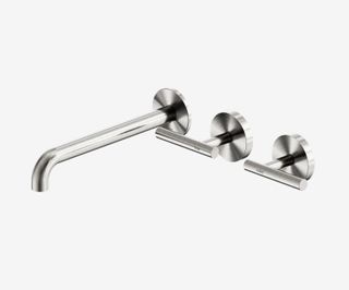 Mecca Lever Wall Basin/Bath Set 220mm Offset Spout Brushed Nickel