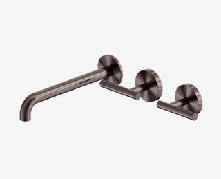 Mecca Lever Wall Basin/Bath Set 220mm Offset Spout Brushed Bronze
