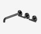 Mecca Lever Wall Basin/Bath Set 220mm Offset Spout Gun Metal